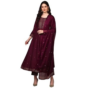 Vaamsi Womens Silk Blend Solid Anarkali Kurta