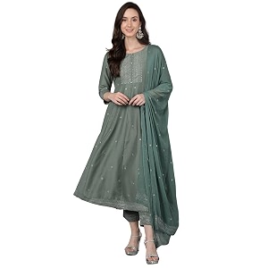 Vaamsi Womens Silk Blend Solid Anarkali Kurta