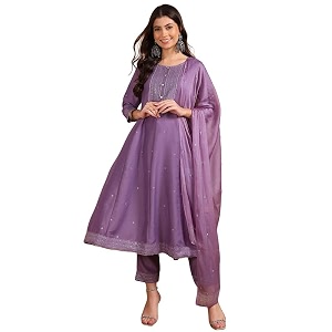 Vaamsi Womens Silk Blend Solid Anarkali Kurta