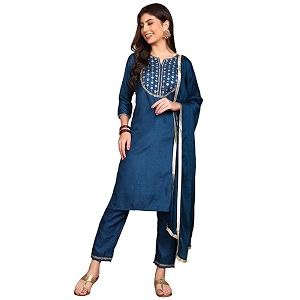 Vaamsi Womens Silk Blend Yoke Design Printed