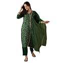 Vaamsi Women39s Silk Blend Floral Embroidered Straight