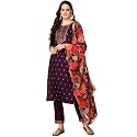 Vaamsi Women39s Silk Blend Solid Embroidered Straight