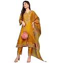 Vaamsi Women39s Silk Blend Solid Straight Embroidered