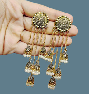 vaanya designer golden jhumka earrings for women party wear earrings jhumka earrings fancy big for wedding traditional jhumka alloy jhumki earring alloy jhumki earring alloy jhumki earring
