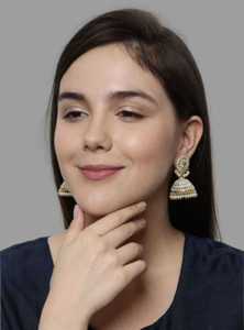 vaanya designer golden jhumka earrings for women party wear earrings alloy jhumki earring