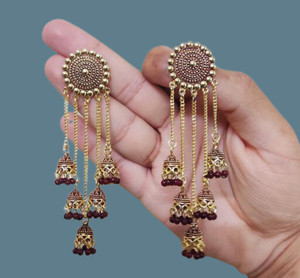 vaanya designer golden jhumka earrings for women party wear earrings jhumka earrings fancy big for wedding traditional jhumka alloy jhumki earring alloy jhumki earring alloy jhumki earring