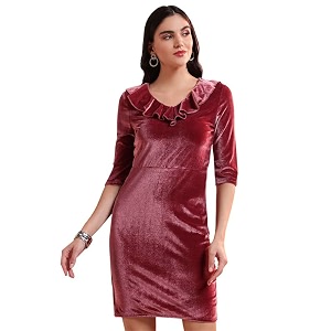 Vaararo V-Neck Party Dress for Women Bodycon