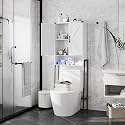 Vabches Over The Toilet Storage Cabinet with 2-Door Design Bathroom Organizers and Storage with Anti-Tip Device Over Toilet Organizer with Shelves for Bathroom,Restroom,Laundry White