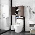 Vabches Over The Toilet Storage Cabinet with 2-Door Design Bathroom Organizers and Storage with Anti-Tip Device Over Toilet Organizer with Shelves for Bathroom,Restroom,Laundry Espresso