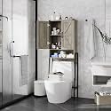 Vabches Over The Toilet Storage Cabinet with 2-Door Design Bathroom Organizers and Storage with Anti-Tip Device Over Toilet Organizer with Shelves for Bathroom,Restroom,Laundry Grey