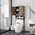 Vabches Over The Toilet Storage Cabinet with 2-Door Design Bathroom Organizers and Storage with Anti-Tip Device Over Toilet Organizer with Shelves for Bathroom,Restroom,Laundry Brown