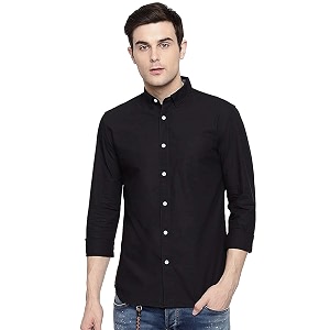 men39s cotton slim fit solid casual shirt