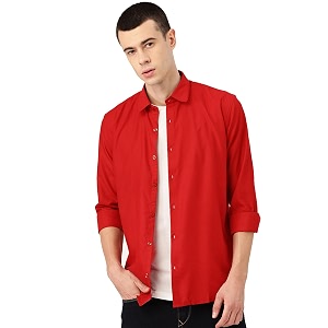 men39s cotton slim fit solid casual shirt