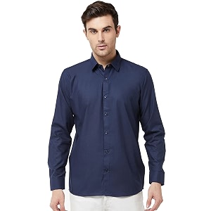 men39s cotton slim fit solid casual shirt