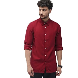 men39s cotton slim fit solid casual shirt