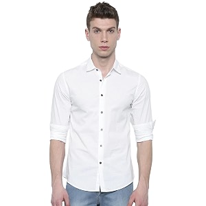 men39s cotton slim fit solid casual shirt