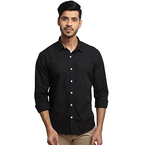 men39s cotton slim fit solid casual shirt