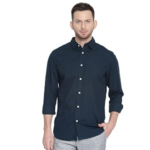 men39s cotton slim fit solid casual shirt