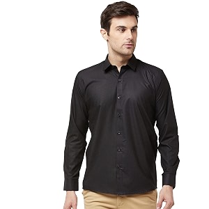 men39s cotton slim fit solid casual shirt