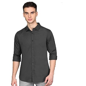 men39s cotton slim fit solid casual shirt