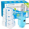 Vacuum Storage Bags with Electric Air Pump, 20 Pack (4 Jumbo, 4 Large, 4 Medium, 4 Small, 4 Roll Up Bags) Space Saver Bag for Clothes, Mattress, Blanket, Duvets, Pillows, Comforters,Travel,