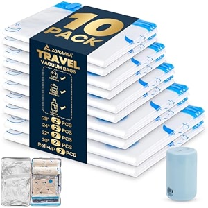 vacuum storage bags with electric pump 10 pack vacuum sealed bag with 1500mah rechargeable battery for clothes blanket duvets pillows comforters travel