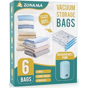 vacuum storage bags with electric pump 6 pack vacuum sealed bag with 1500mah rechargeable battery for clothes blanket duvets pillows comforters travel