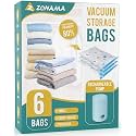 Vacuum Storage Bags with Electric Pump, 6 Pack Vacuum Sealed Bag with 1500mAh Rechargeable Battery for Clothes, Blanket, Duvets, Pillows, Comforters, Travel