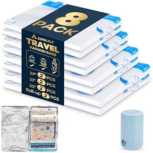 vacuum storage bags with electric pump 8 pack vacuum sealed bag with 1500mah rechargeable battery for clothes blanket duvets pillows comforters travel