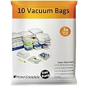 10-Piece Vacuum Storage Bags Set - Space-Saving Airtight Sacks for Clothing and Blankets - Travel Bag Pack in 4 Sizes with Pump by Home-Complete