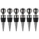 Vacuum Wine Bottle Stoppers 6Pcs - Reusable Silicone Corks, Leak Proof, Keep Fresh, Suitable for Standard Bottles (Black, 6 Pack)