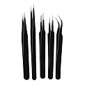 5-Piece Precision Anti-Static ESD Tweezers Set – Stainless Steel, Non-Magnetic, Black Coated for Electronics, Jewelry, Mobile, Laptop, and Craft Repairs - Set of 5