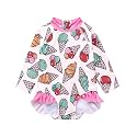 VAENAIT BABY Girls One-Piece Swimsuit, UPF 50+ Long Sleeve Rash Guard, Ruffle Swimwear Infant & Toddler for 0-2 Years