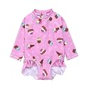 VAENAIT BABY Girls One-Piece Swimsuit, UPF 50+ Long Sleeve Rash Guard, Ruffle Swimwear Infant &amp; Toddler for 0-2 Years