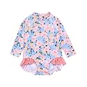 VAENAIT BABY Girls One-Piece Swimsuit, UPF 50+ Long Sleeve Rash Guard, Ruffle Swimwear Infant &amp; Toddler for 0-2 Years