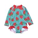 VAENAIT BABY Girls One-Piece Swimsuit, UPF 50+ Long Sleeve Rash Guard, Ruffle Swimwear Infant &amp; Toddler for 0-2 Years