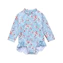 VAENAIT BABY Girls One-Piece Swimsuit, UPF 50+ Long Sleeve Rash Guard, Ruffle Swimwear Infant &amp; Toddler for 0-2 Years