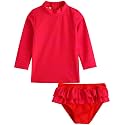 VAENAIT BABY Girls Rash Guard Swimsuit UPF 50+ Long Sleeve Toddler Bathing Suit Ribbon Stawberry Floral Fruit for 2~8Years