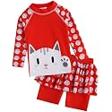 VAENAIT BABY Girls Rash Guard Swimsuit UPF 50+ Long Sleeve Toddler Bathing Suit Ribbon Stawberry Floral Fruit for 2~8Years