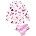 VAENAIT BABY Girls Rash Guard Swimsuit UPF 50+ Long Sleeve Toddler Bathing Suit Ribbon Stawberry Floral Fruit for 2~8Years