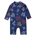 VAENAIT BABY Zip &amp; Snap Rash Guard Swimsuit, UPF 50+ One-Piece Long Sleeve Swimwear, Quick Dry Infant Beach Suit for 0~2T