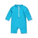 VAENAIT BABY Zip & Snap Rash Guard Swimsuit, UPF 50+ One-Piece Long Sleeve Swimwear, Quick Dry Infant Beach Suit for 0~2T