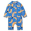 VAENAIT BABY Zip & Snap Rash Guard Swimsuit, UPF 50+ One-Piece Long Sleeve Swimwear, Quick Dry Infant Beach Suit for 0~2T
