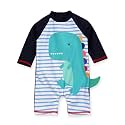 VAENAIT BABY Zip &amp; Snap Rash Guard Swimsuit, UPF 50+ One-Piece Long Sleeve Swimwear, Quick Dry Infant Beach Suit for 0~2T