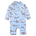 VAENAIT BABY Zip &amp; Snap Rash Guard Swimsuit, UPF 50+ One-Piece Long Sleeve Swimwear, Quick Dry Infant Beach Suit for 0~2T