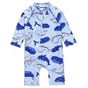 VAENAIT BABY Zip &amp; Snap Rash Guard Swimsuit, UPF 50+ One-Piece Long Sleeve Swimwear, Quick Dry Infant Beach Suit for 0~2T