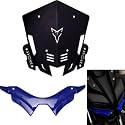 Vagary Combo of Black Metal Visor with Blue Winglet for Yamaha MT 15 Bike Windshield