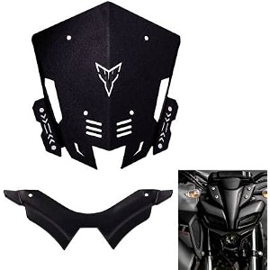 vagary combo of black metal visor with winglet for yamaha mt 15 bike windshield