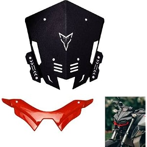 vagary combo of metal visor with red winglet for yamaha mt 15 bike windshield