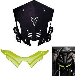 vagary combo of yahama mt 15 metal visor windshield with winglet bike headlight visorgreen